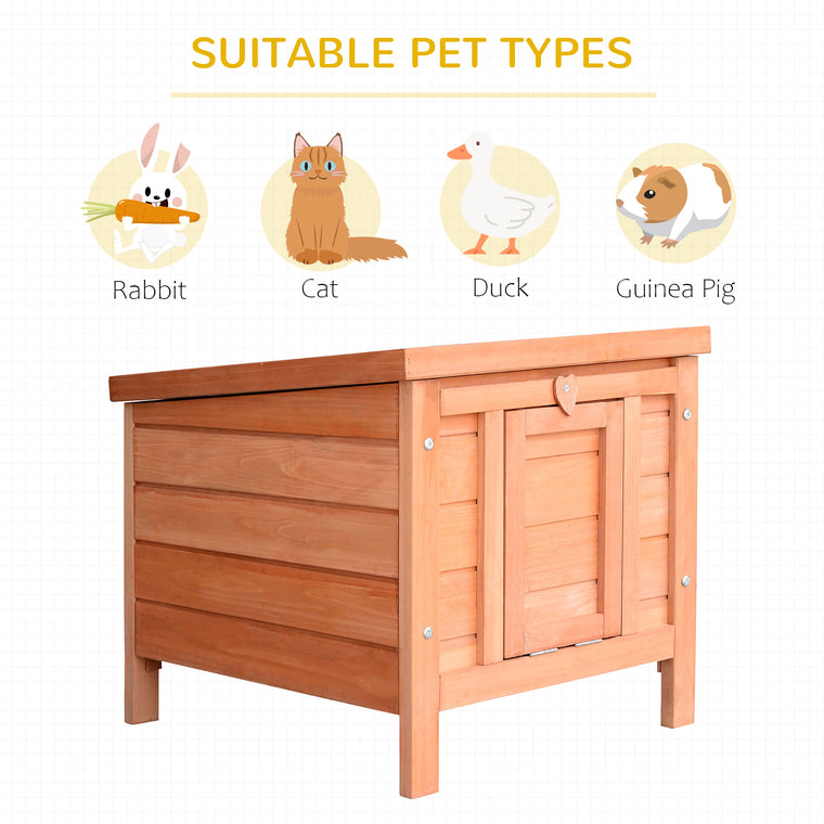 Orange Wooden Rabbit Hutch with Waterproof Asphalt Roof