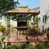 8' x 5' Khaki BBQ Grill Gazebo with Double-Tiered Canopy