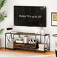 Industrial TV Stand for up to 55 Inch TV, TV Console with Charging Station and RGB LED Lights, Rustic Brown