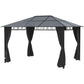 Polycarbonate Hardtop Gazebo Canopy, Outdoor Patio Gazebo with Aluminum Frame & Curtains, Dark Grey