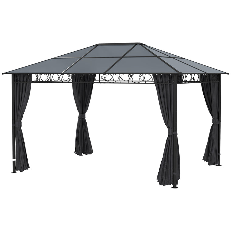Polycarbonate Hardtop Gazebo with Aluminum Frame & Curtains