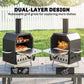 Outdoor Pizza Oven with 12" Pizza Stone, Peel, Wood Fired 2-Layer Stainless Steel Pizza Maker