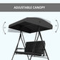 3-Seat Outdoor Porch Swing Patio Swing with Adjustable Canopy, Side Tray, Removable Cushion for Garden, Poolside, Grey