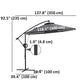 118.1" Patio Offset Umbrella with Cover and Wind Protection Strap,with Crank Handle and Tilt, UPF50+, Grey