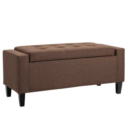 36" Tufted Storage Ottoman Bench - Brown