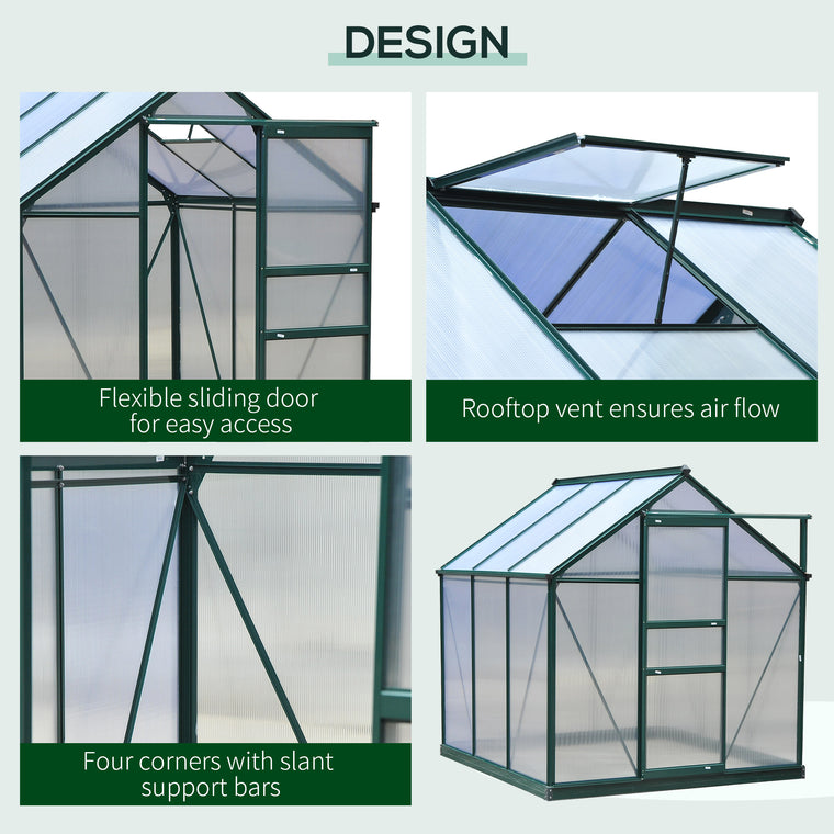 6.2' x 6.3' x 6.6' Polycarbonate Greenhouse, Galvanized Frame