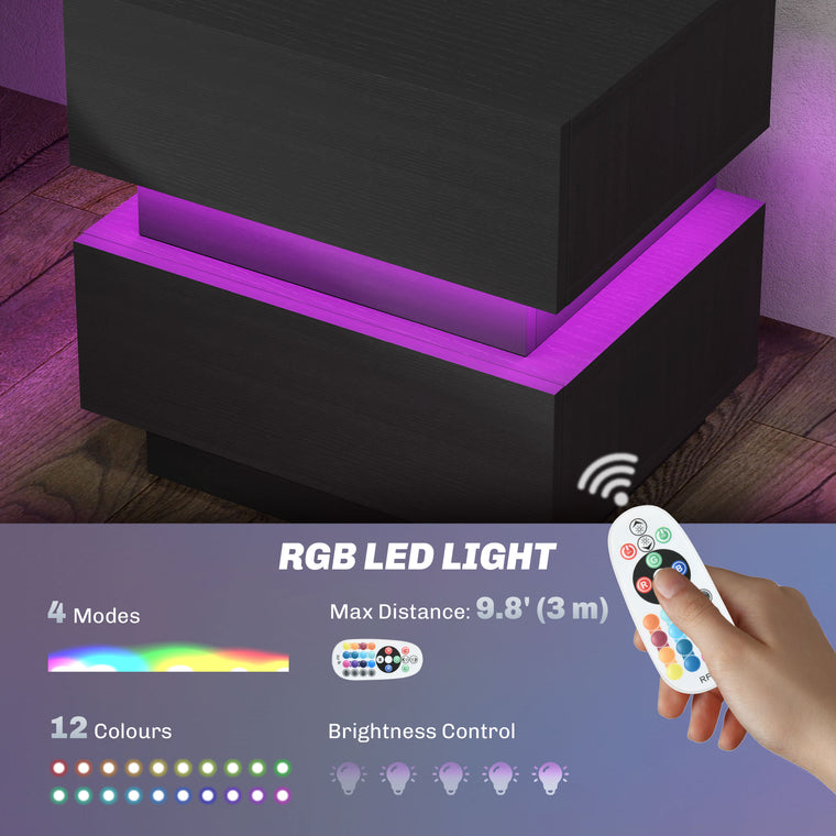Nightstand with Charging Station and LED Light