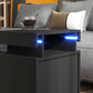 Nightstand, Bedside Table with LED Lights and 2 Drawers for Bedroom, Living Room, Cement Grey