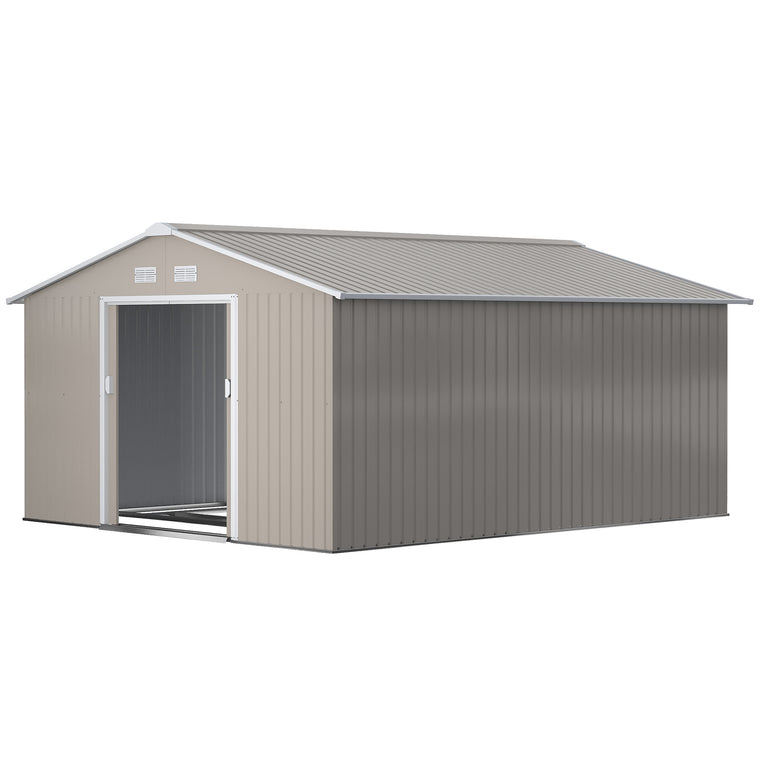 11' x 13' Garden Shed with Sliding Doors and Ventilation