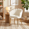 Accent Chair Petal-Back Design Modern Living Room Chair with Metal Legs Cream