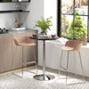 High Top Bar Table, Adjustable Round Kitchen Table with Swivel Top and Steel Base, Bistro Table for 2 People, Walnut