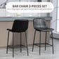 Bar Stools Set of 2, Upholstered Counter Height Bar Chairs, Kitchen Stools with Steel Legs