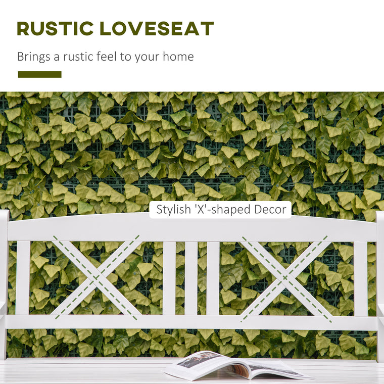 4FT Wooden Garden Bench with X-Shape Back, 2-Seater