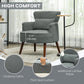 Modern Accent Chair, Upholstered Armchair with Solid Wood Legs and Lumbar Pillow for Living Room, Grey
