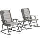 3-Piece Outdoor Foldable Rocking Chair Set, Orange