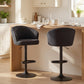 Adjustable Bar Stools Set of 2, Upholstered Kitchen Stools with Swivel Seat, Steel Frame, Footrest, Black