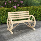 42" Wood Wagon Wheel Bench Garden Loveseat Rustic Seat, Natural Wood