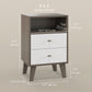 Nightstand Set of 2, Modern Bedside Table, Night Stand for Living Room with 2 Drawers and Open Storage, Grey