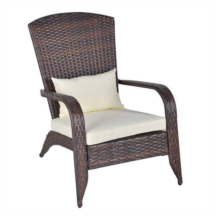 Cream White PE Rattan Adirondack Chair with Cushions