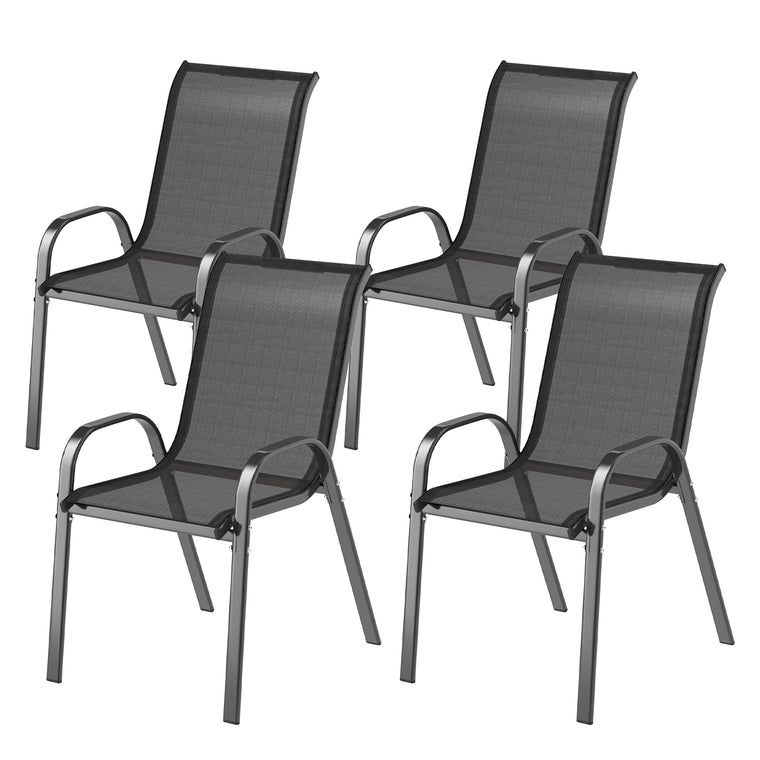 4-Piece Stackable Lawn Chair Set with High Back & Mesh Seat