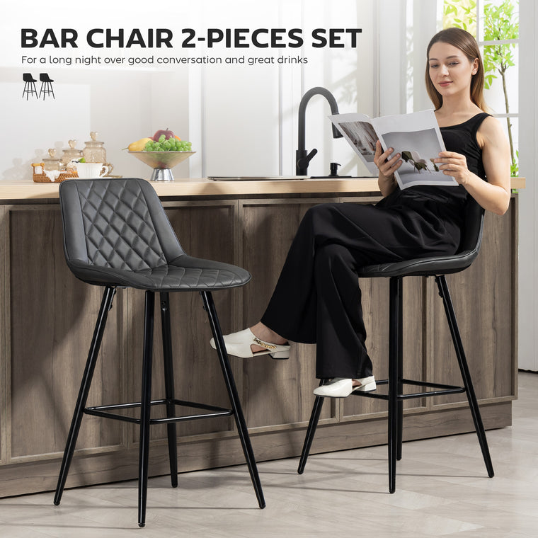 27.75" PU Leather Counter Bar Stools Set of 2