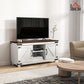 Farmhouse TV Stand for up to 50" TV, TV Cabinet with Barn Doors, Cable Management for Living Room, Distressed White