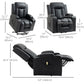 Power Lift Recliner Chair for Elderly, PU Leather Electric Recliner Chair with Footrest, Remote Control, Side Pockets and Cup Holders for Living Room, Black