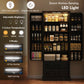72" LED Kitchen Pantry Cabinet, Buffet Storage Cabinet with 10 Door Shelves, 2 Drawers and Adjustable Shelves, Black
