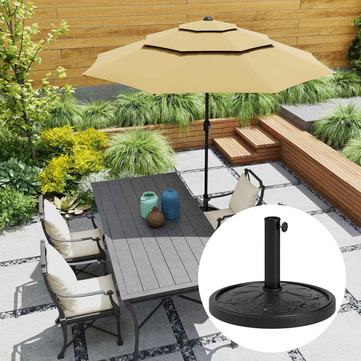 26 lbs Resin Round Umbrella Base with Stand