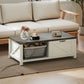 Farmhouse Coffee Table with Drawer, Open Storage Shelf for Living Room, Dining Room, Office, Distressed White