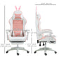Cute Racing Gamer Chair, PU Leather Gaming Chair with Footrest, Headrest and Lumbar Support, Pink