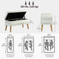 Velvet Storage Ottoman with Wood Legs - Cream White
