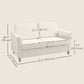 2-Seater Sofa with Armrests & Wood Legs - Cream White