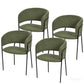 4-Piece Corduroy Side Chair Set with Ergonomic Curved Back, Stylish Lounge Chair Set for Living Room, 30.5" L x 21.5" W x 19.5" H, Green