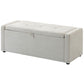 Linen-Look Storage Ottoman Bench - Cream White