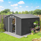 9' x 10.6' Garden Storage Shed w/ Foundation Kit Metal Tool Storage House w/ Double Doors Light Grey