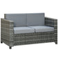 2 Seat Patio Loveseat Deluxe Wicker Sofa Chair Outdoor Rattan Furniture Couch All Weather with Cushion for Balcony, Deck, Garden and Poolside, Grey