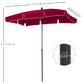 6.5x4ft Rectangle Patio Umbrella Aluminum Tilt Adjustable Garden Parasol Sun Shade Outdoor Canopy Red