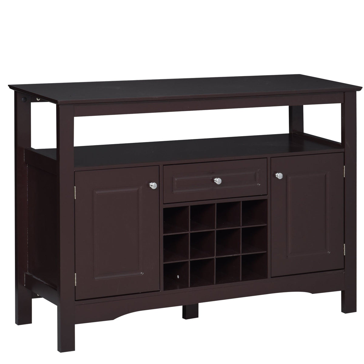 Buffet Bar Cabinet with 12-Bottle Wine Rack - Espresso