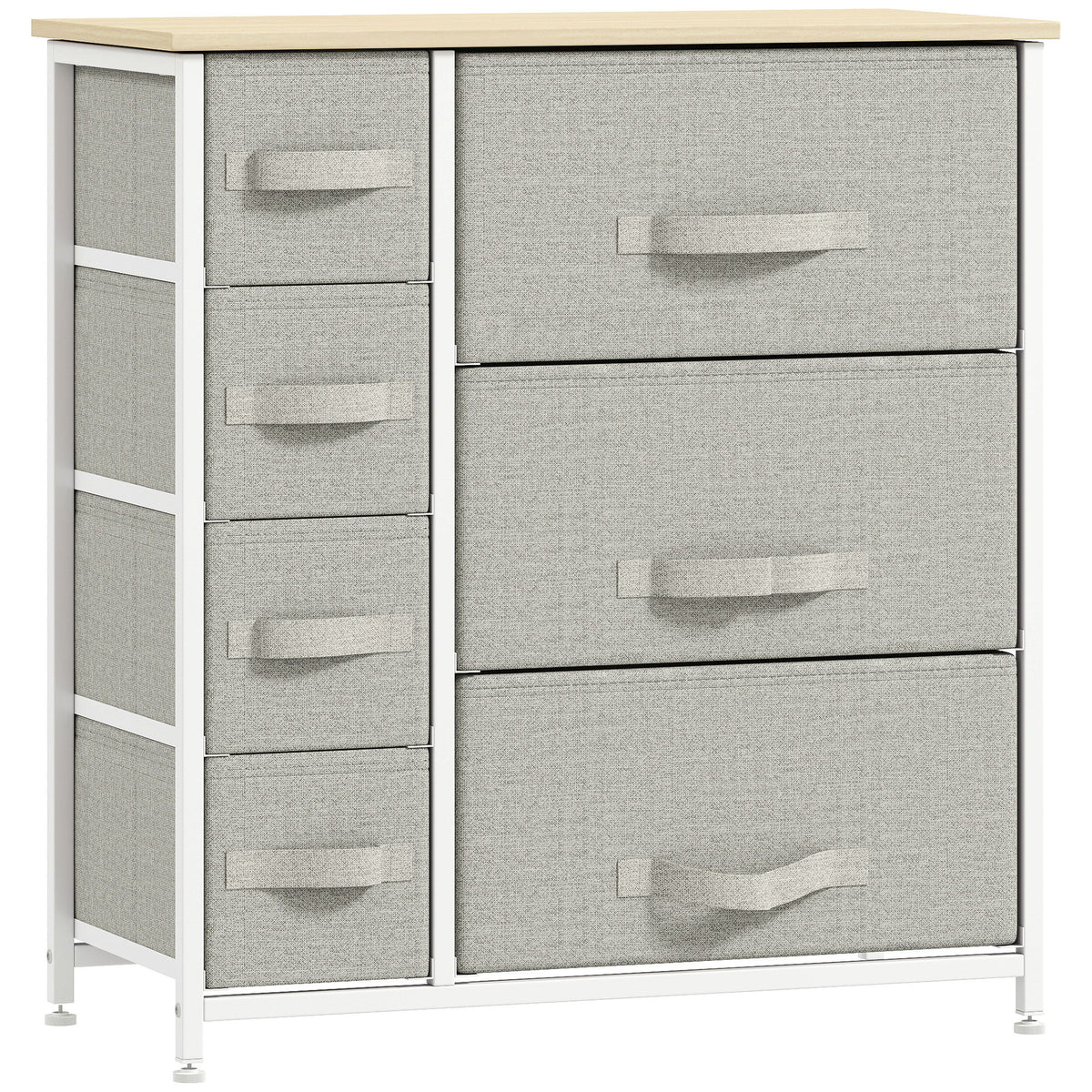Dresser for Bedroom with 7 Drawers, Chest of Drawers with Metal Frame, Fabric Dresser for Living Room, Light Grey