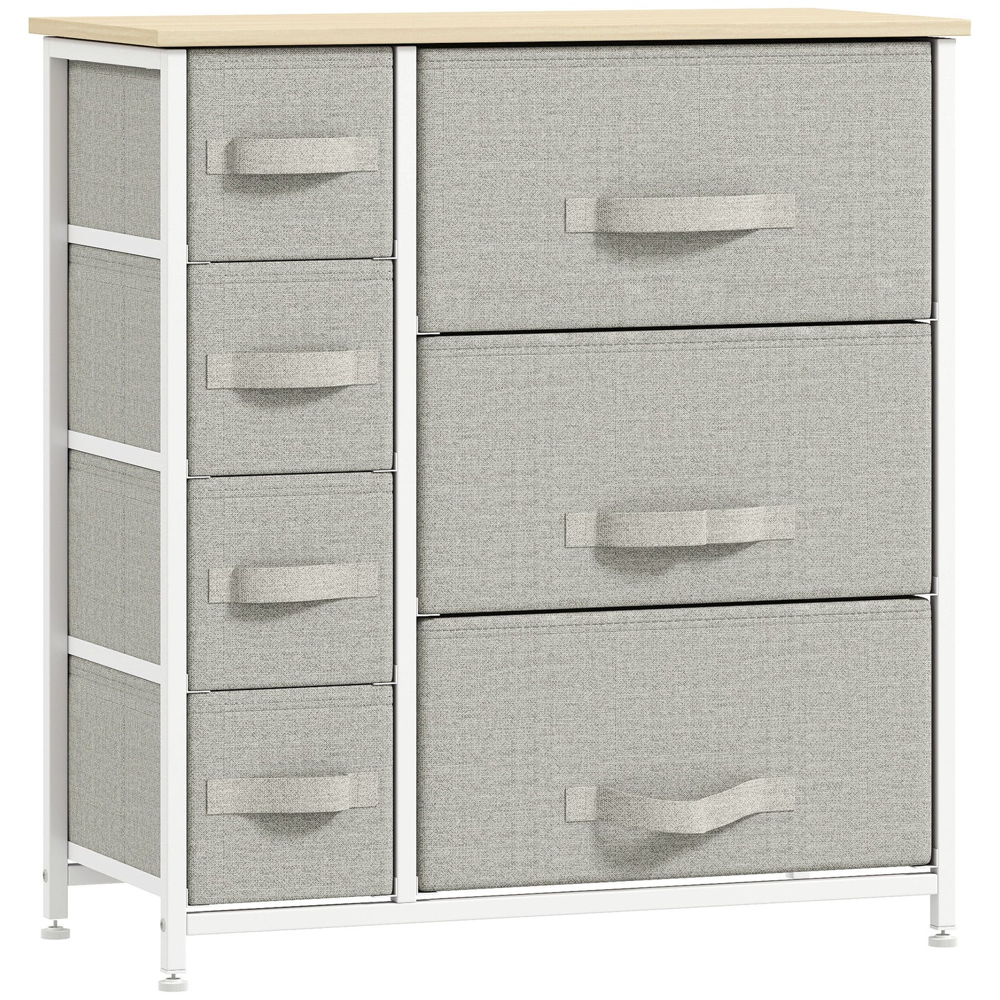 Dresser for Bedroom with 7 Drawers, Chest of Drawers with Metal Frame, Fabric Dresser for Living Room, Light Grey
