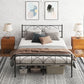 Metal Queen Platform Bed Frame with Headboard, Steel Slat Support, Underbed Storage, No Box Spring Needed, Easy Assembly