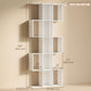 5-Tier Bookshelf, S Shaped Geometric Bookcase with 15 Compartments, White Wood Grain
