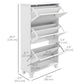 Narrow Shoe Storage with 3 Flip Drawers and Adjustable Shelves, Shoe Cabinet Organizer for 12 Pairs of Shoes, White