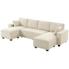 U-Shaped Modular Sectional Sofa with Double Chaises - Beige
