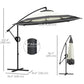 10 FT Cantilever Umbrella, Round Hanging Offset Umbrella with Crank, Tilt and Cross Base for Garden, Backyard, Grey