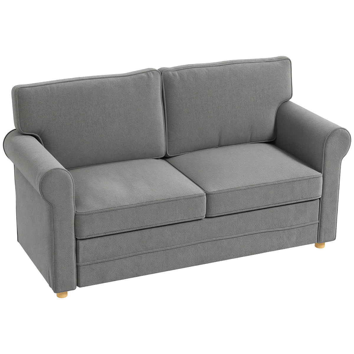 59" Loveseat Sofa for Bedroom, Modern Love Seats Furniture, Upholstered 2 Seater Couch with Solid Steel Frame and Beech Wood Legs for Living Room, Med Grey