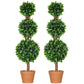 2 Pack 35.5" Artificial Trees, Boxwood Topiary Ball Trees with Pot for Indoor, Outdoor, Home Office, Living Room, Green