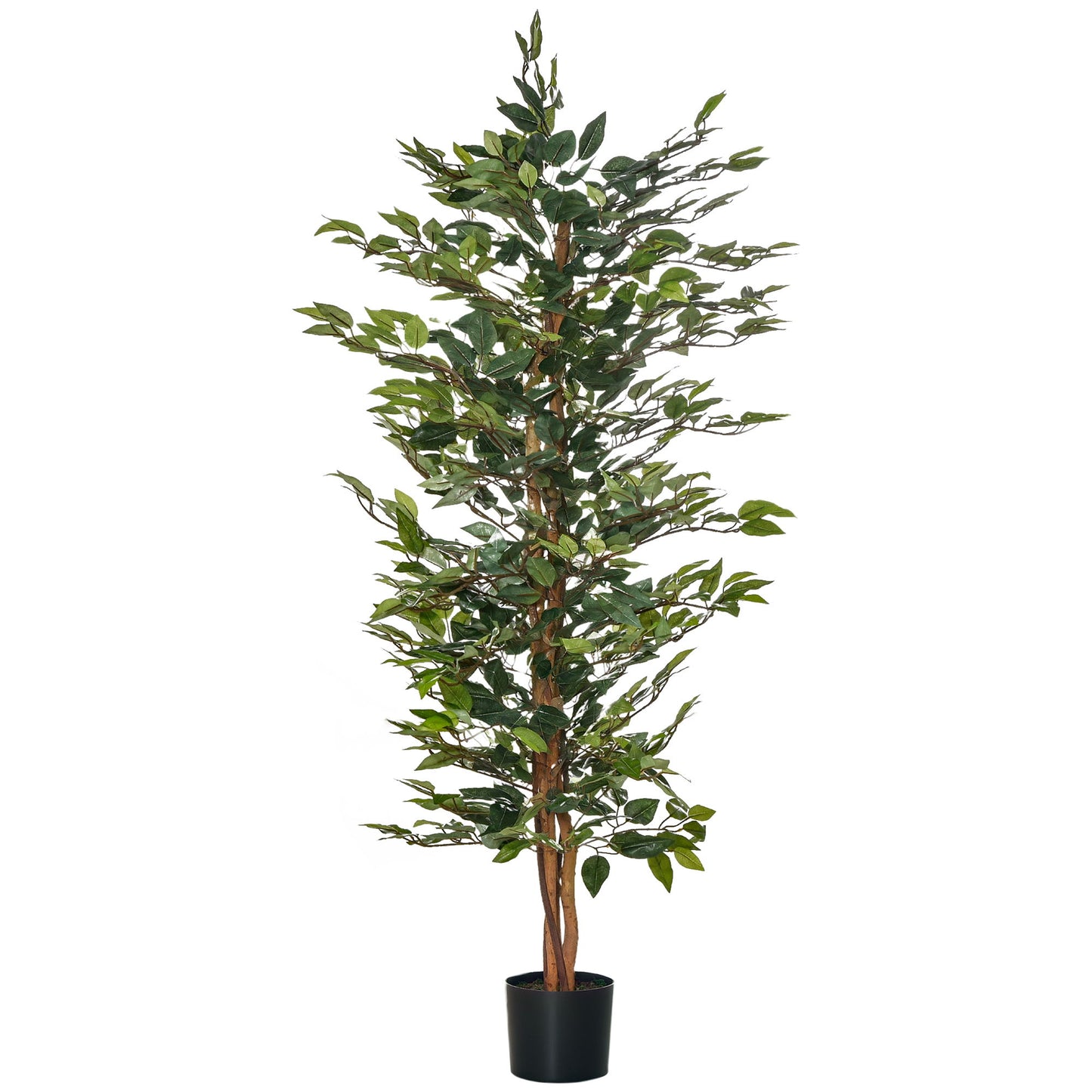 5FT Artificial Ficus Tree, Fake Tree with Leaves, Faux Plant in Nursery Pot for Indoor Decoration
