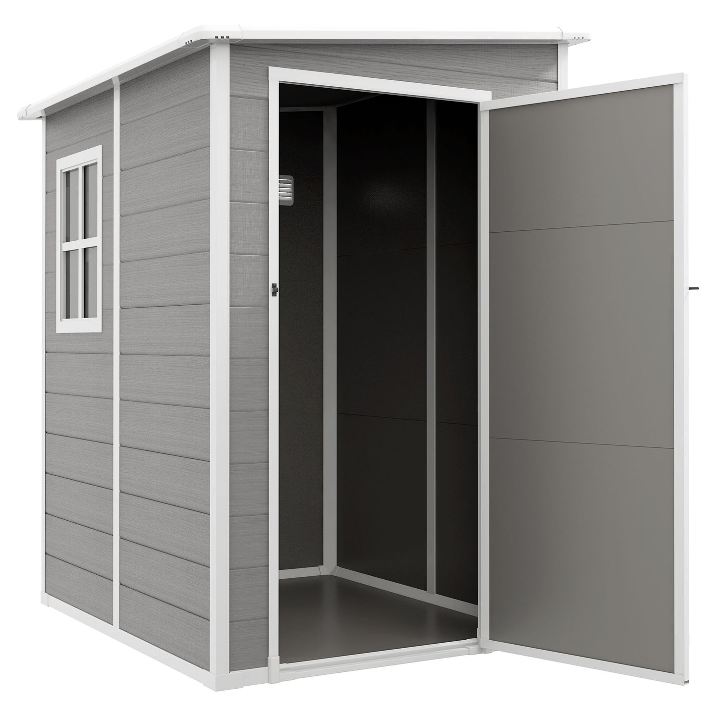 4x5 Lean to Garden Shed with Window Lockable for Garden Tool Storage Grey